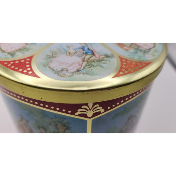Mid Century Vintage Container / Red Gold Decorative Candy Tin / Made In England - Picture 15 of 16